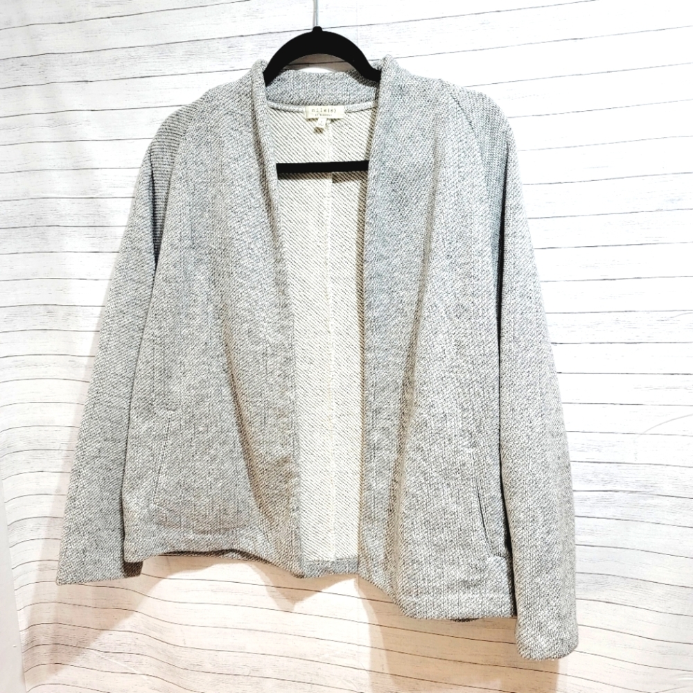 MILES BY MADEWELL GRAY TERRY OPEN FRONT COTTON BLEND CARDIGAN, SZ MEDIUM